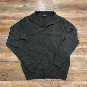 Quince Mens Cashmere Polo Sweater Grey L